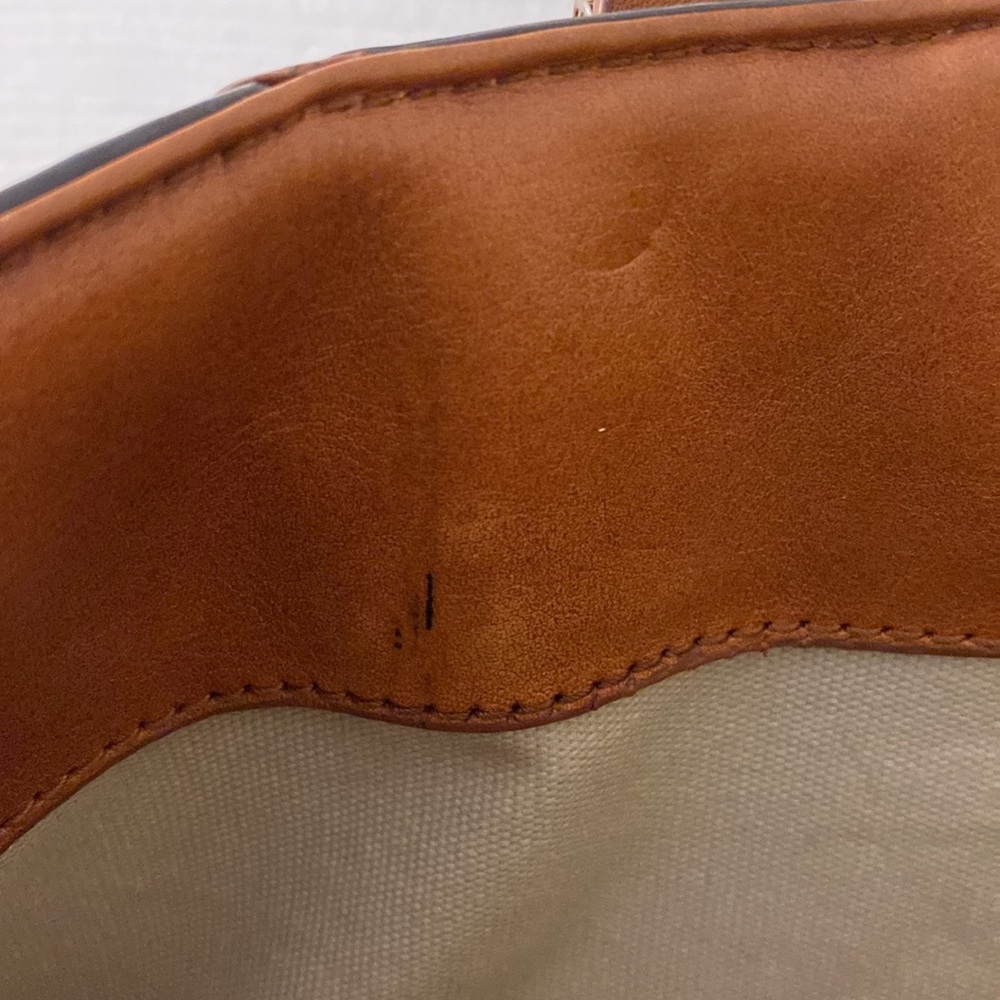Tory Burch Brown Patent Satchel with Tan Trim - Picture 8 of 10